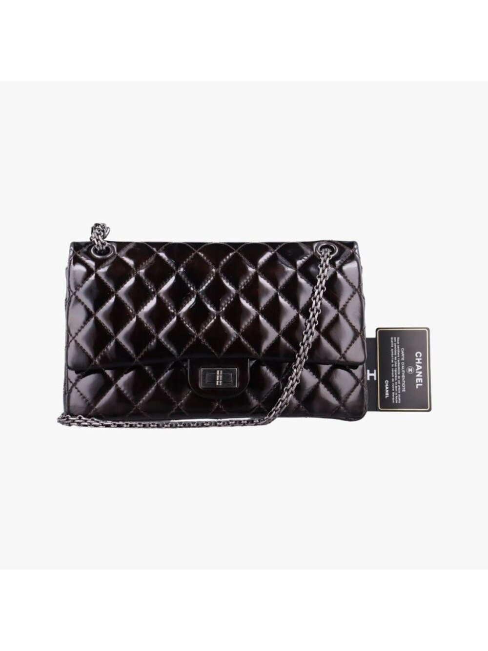 Chanel 2.55 Double Flap Quilted Wine Red Patent Handbag